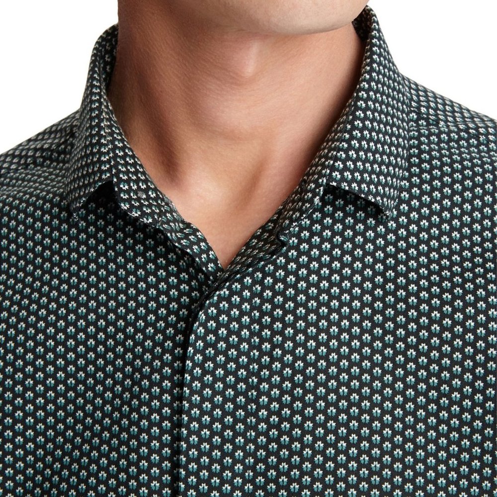 John Varvatos Rodney Pattern Button Shirt Black - Picture 3 of 5